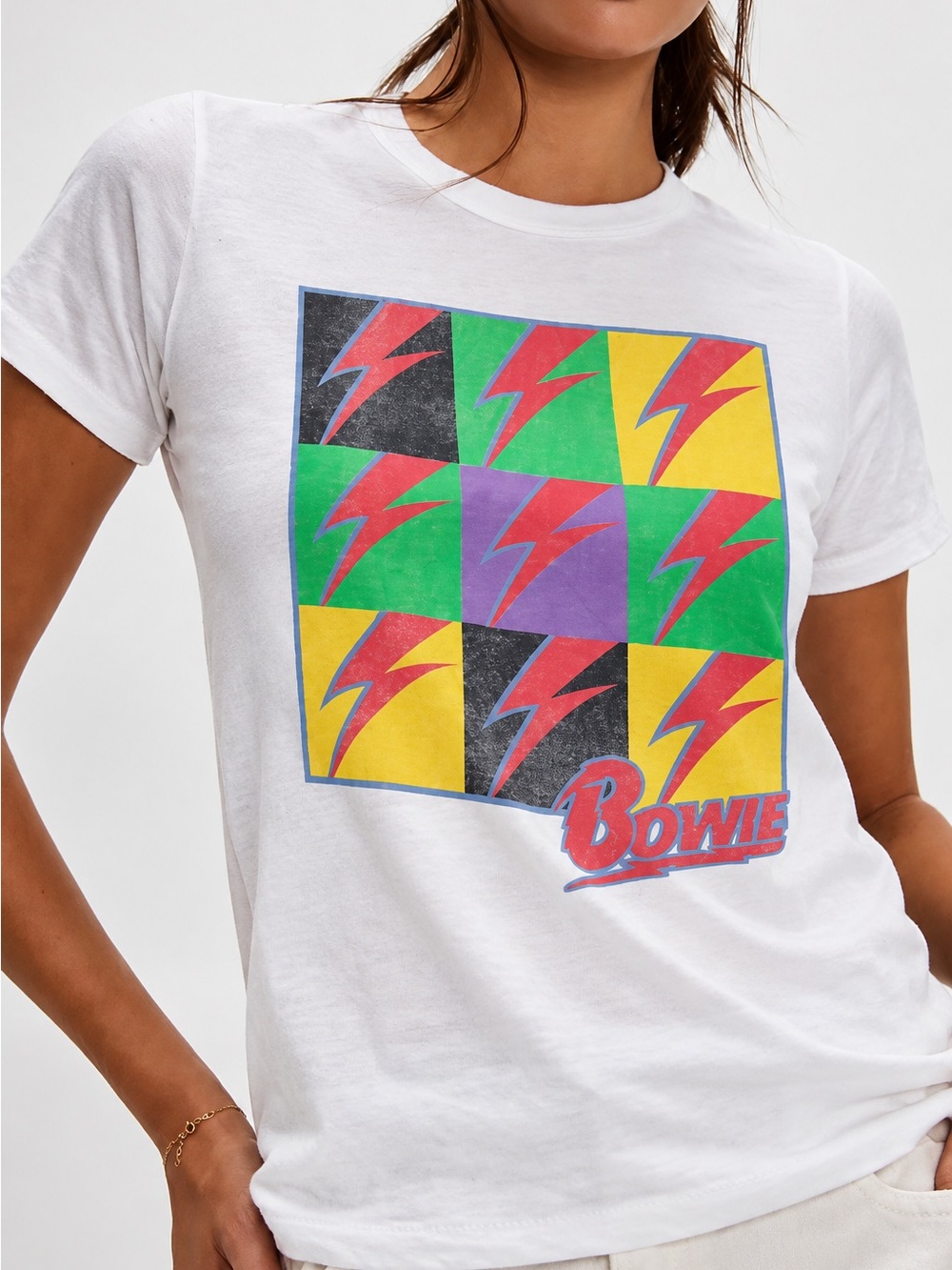 Junk Food David Bowie Lightning Bolt Pop Art Graphic Tee Size M NEW